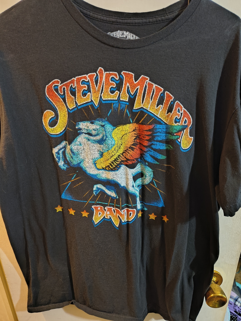 Steve Miller Band Graphic Tee - Black with Rainbow Pegasus